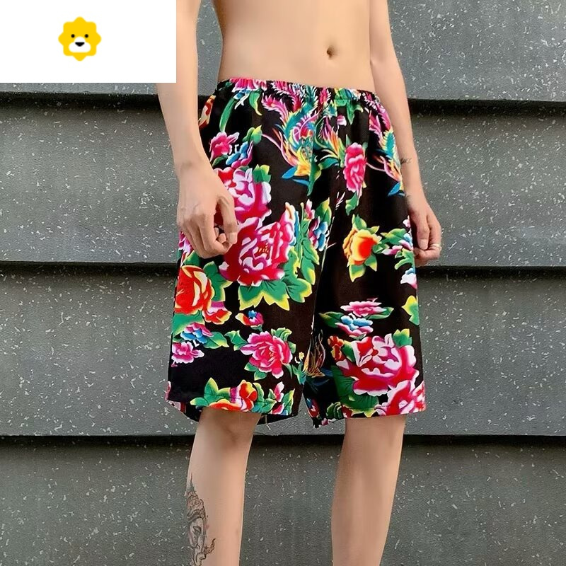 FISH BASKET花裤衩子男季设计感痞帅短裤东北大花休闲沙滩裤条纹宽松型格子