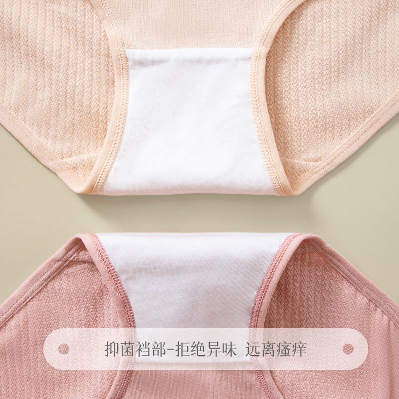 [4条装]猫人50支云感棉女士中腰纯棉条纹透气三角裤无痕抗菌少女裤图片