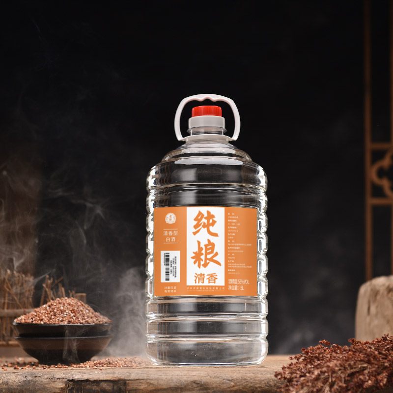 泸旗 泸州高度白酒 纯粮食高粱酒5L清香型 桶装散装口粮酒 可泡酒\/自饮 53度[可泡植物药材水果]纯粮清香高清大图
