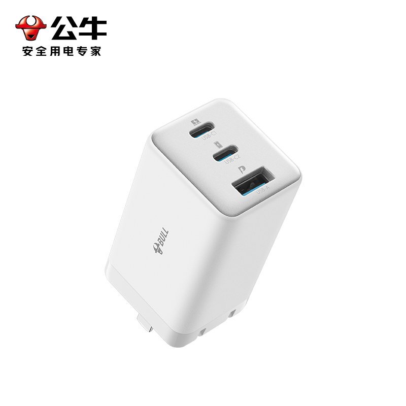 公牛(bull)GNV-AF1673糯米白[67W/三口快充]氮化镓充电器适用苹果14PD插头TypeC手机多口充电头高清大图
