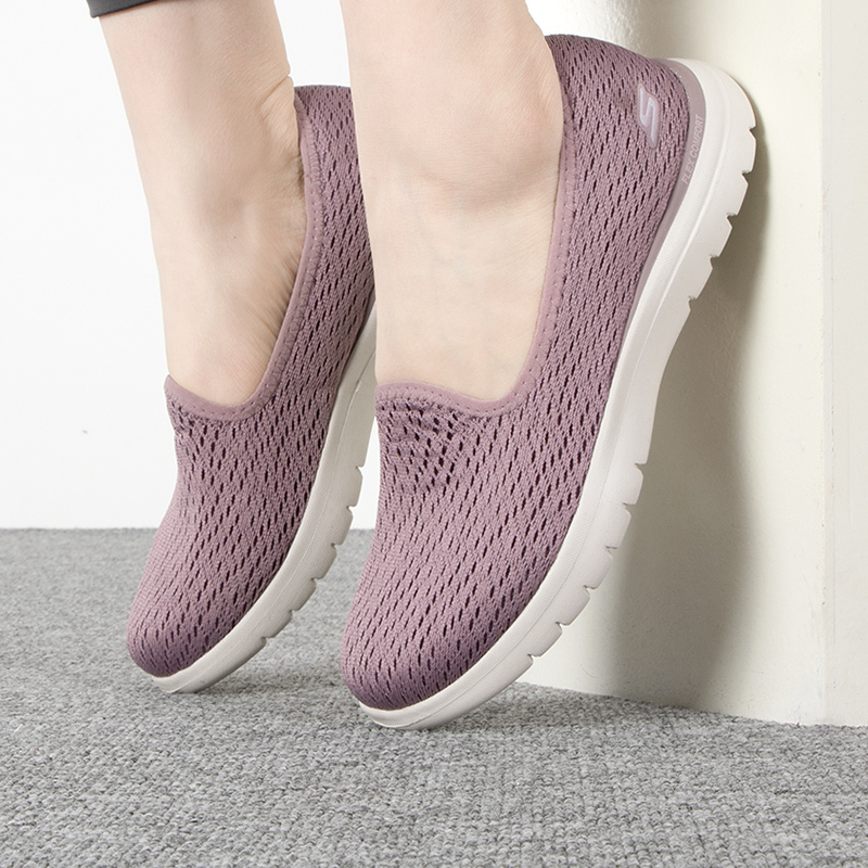 Skechers/斯凯奇女鞋新款一脚穿健步鞋网面透气运动休闲鞋136505-LTMV ZP