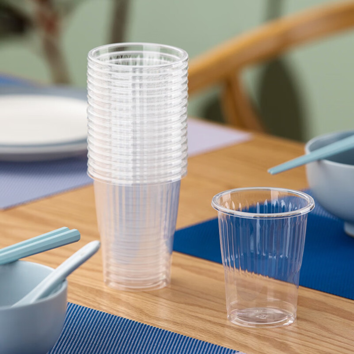 茶花(CHAHUA) 塑料加厚航空杯 悠齐一次性塑杯170透明尺寸:Ø7*7.6高清大图