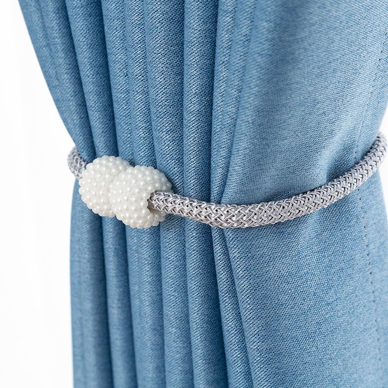 窗帘磁铁绑带配件百搭装饰珍珠磁扣系带免打孔强力磁吸绑绳窗帘扣白色