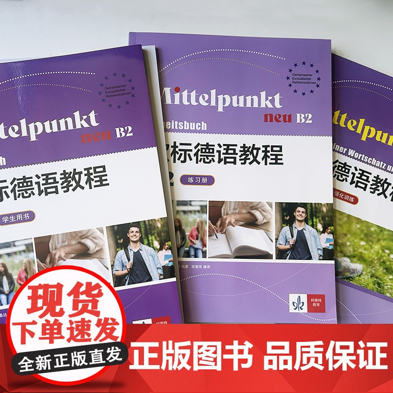 欧标德语教程 B2 学生用书+练习册+词汇语法强化训练(3本套装) 欧标德语B2上海译文出版社 978753279548高清大图