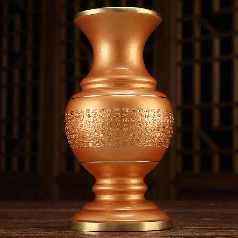 美帮汇铜供佛花瓶一对家用佛前供花瓶摆件居家佛堂供奉用品净水瓶高清大图
