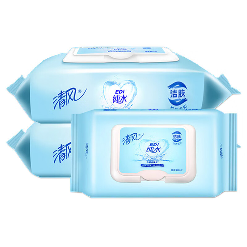 清风湿巾EDI纯水净化湿纸巾80片/包*1包(新老包装随机)高清大图
