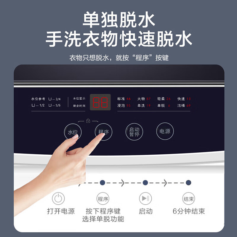 威力5.5公斤全自动波轮洗衣机洗脱一体单身宿舍家用XQB55-5599A高清大图