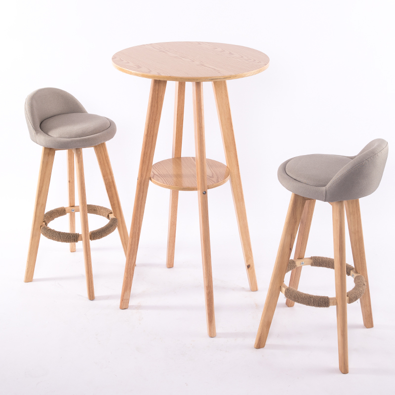寻木匠欧沐实木酒吧台小圆桌子家用休闲简约小吧台桌椅组合北欧高脚