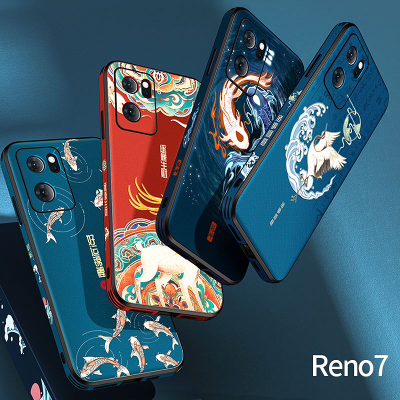 魅爱琳 OPPO Reno7/Pro/se手机壳保护套外壳 国潮浮雕卡通彩绘 轻薄全包气囊防摔软 时尚国风皮纹 镜头保护