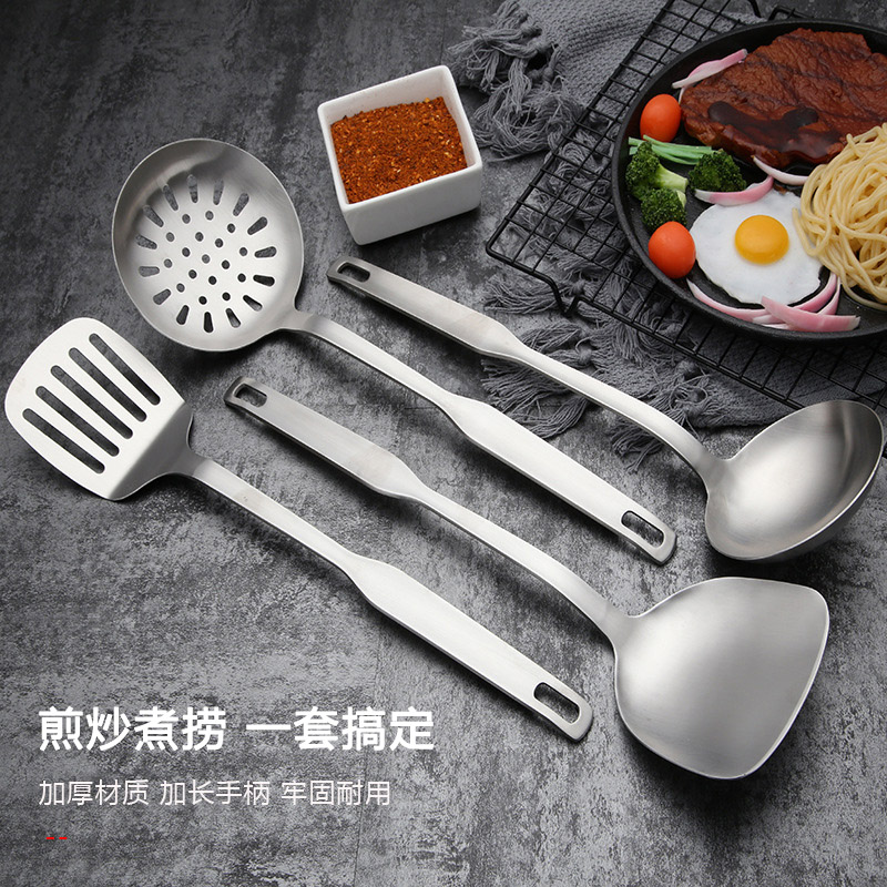 栢士德BYSTON奥氏体型不锈钢炊具四件套 BST-051A 汤勺+漏勺+平铲+铲子高清大图