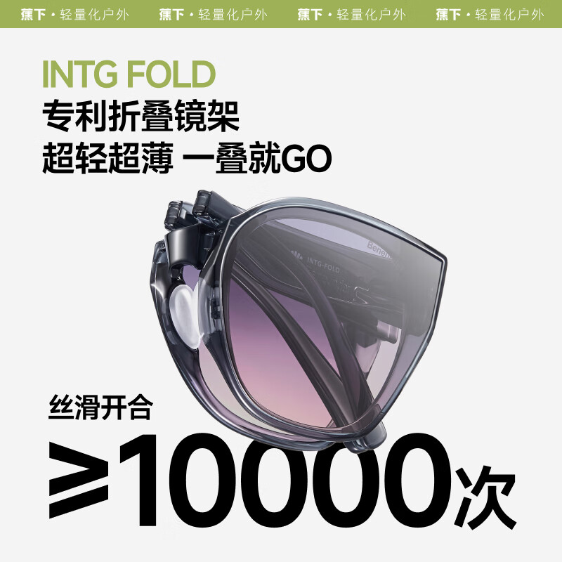 蕉下(beneunder)墨镜男女可折叠太阳镜防晒防紫外线街拍潮酷时尚猫眼大框FD426 黑色镜框+灰色镜片高清大图