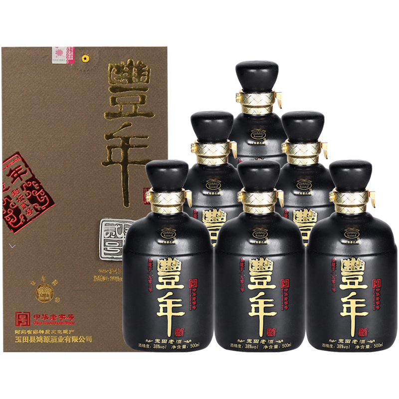[中华特色]河北供销馆 丰年 玉田老酒 38度封坛贰号 500ml*6瓶整箱装 非物质文化遗产浓香型白酒 河北唐山特产