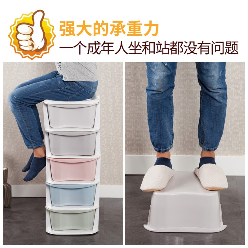 多层衣物塑料抽屉式收纳箱玩具整理箱5层婴儿童储物箱宝宝衣柜子收纳柜 三维工匠高清大图