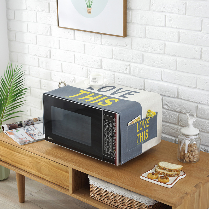 床头柜盖巾棉麻布艺盖布防水防油罩通用烤箱罩防尘罩微波炉罩 JY-02 防水.洗衣机.冰箱【140*55cm】