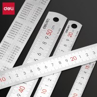 得力(deli)50cm不锈钢直尺带公式换算表 办公用品 8464 2把装