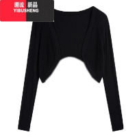 YIBUSHENG白色披肩配吊带裙子外搭防晒罩衫女秋针织开衫薄款冰丝小坎肩外秋 M 黑色开衫微透薄款