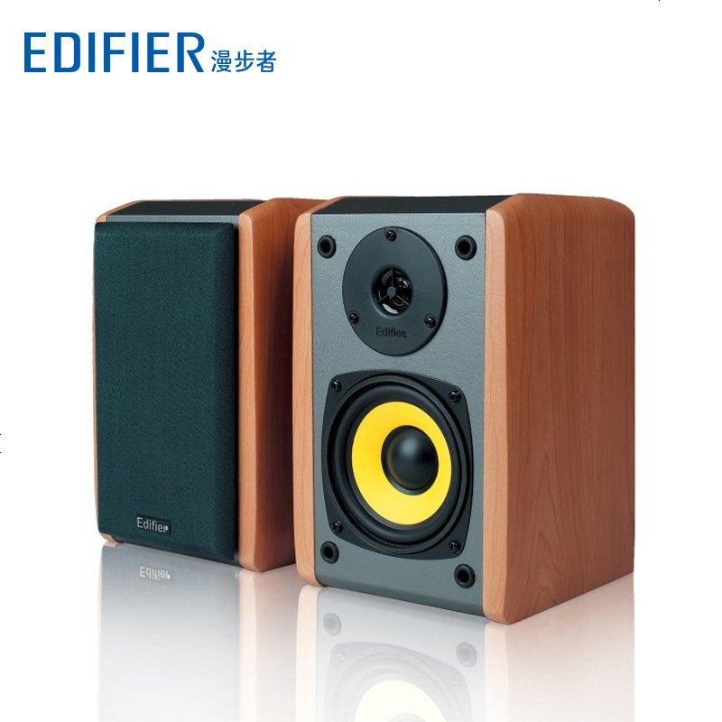 EDIFIER/漫步者 R1000TC北美版台式电脑音箱 2.0声道多媒体木质音响 棕色