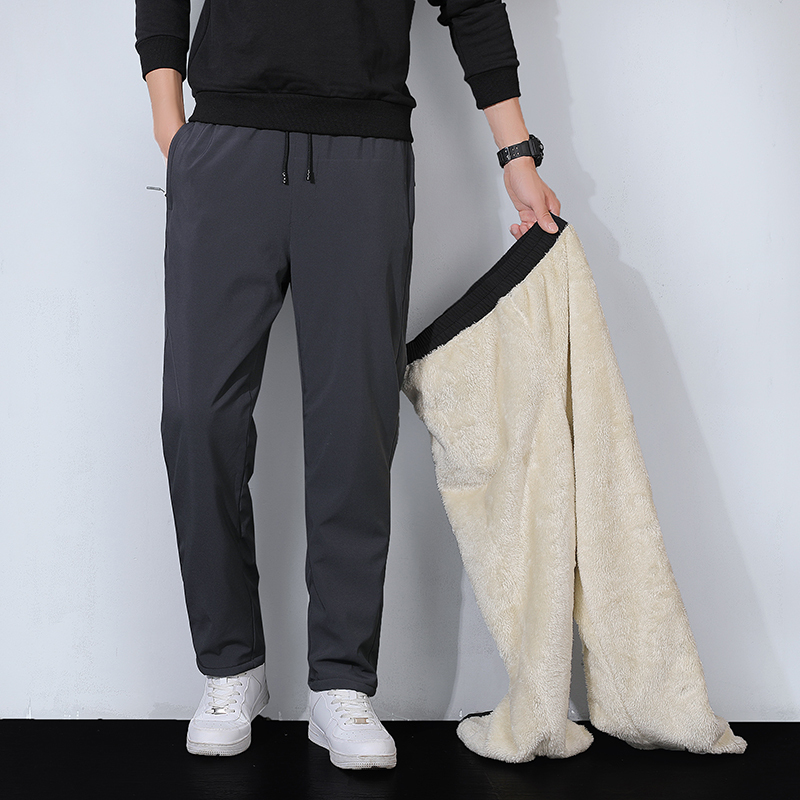 爷特yete羊羔绒加绒加厚裤子男冬季休闲运动裤秋冬款中年爸爸宽松棉裤