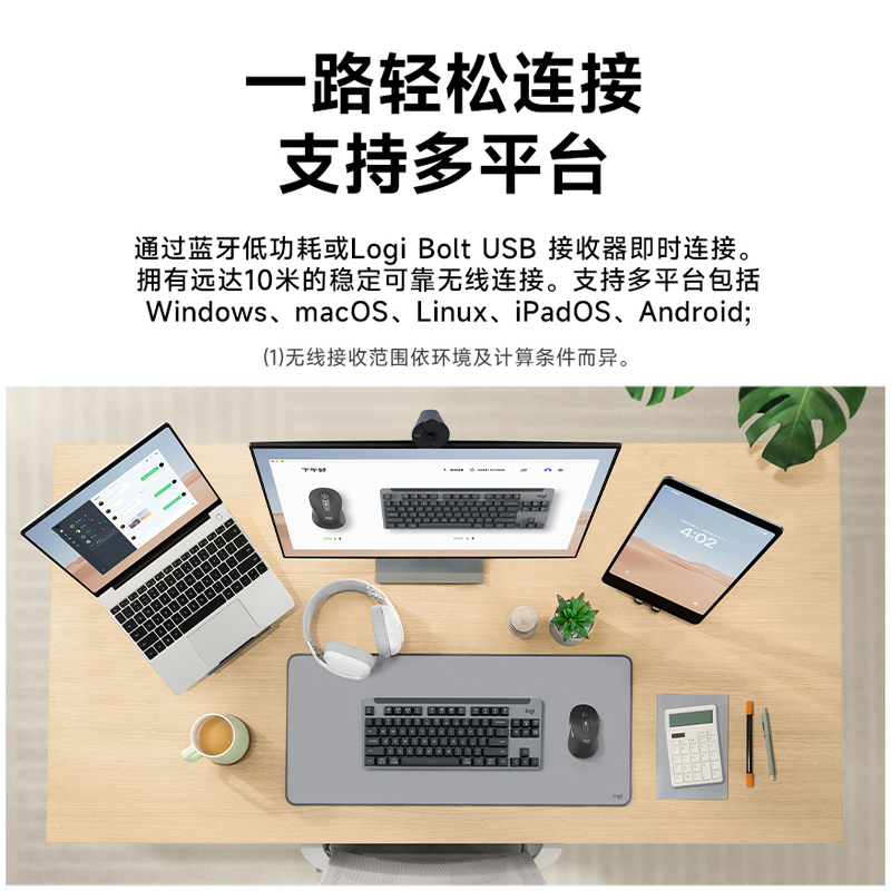 罗技MK855键盘套装无线蓝牙鼠标套装MAC电脑办公安静家用学生键鼠高清大图