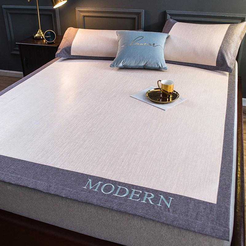 家柏饰(CORATED)冰丝席凉席三件套1.8m床可水洗折叠1.5米夏季单人学生空调软席子 少女粉 1.2m（4英尺）床