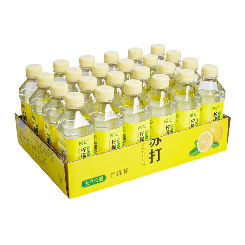 名仁苏打水柠檬苏打水饮料375ml*24瓶 无汽低糖柠檬味