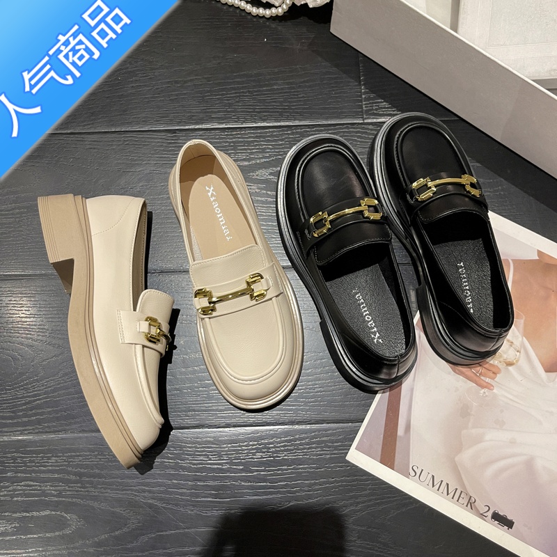 SUNTEK乐福鞋女春秋季2023新款休闲百搭单鞋厚底英伦小皮鞋女鞋高清大图