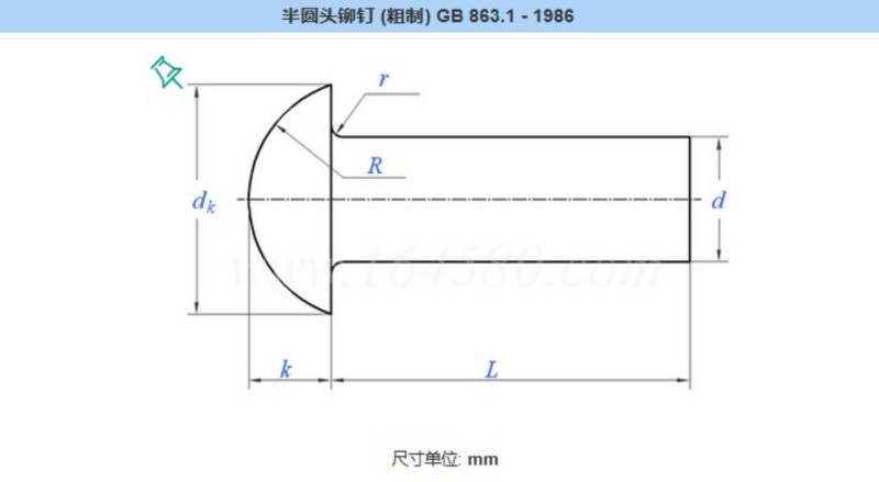 石哈4.8级半圆头铆钉M22*100(个)高清大图