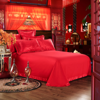 北极绒(Bejirog) 纯棉斜纹提花婚庆四件套龙喜凤鸣全棉结婚套件床上用品 双人床单被套200*230cm