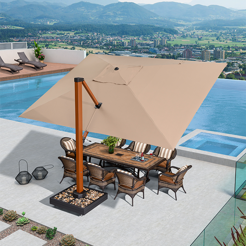 紫叶户外遮阳伞花园罗马伞室外大型户外太阳伞别墅露台户外伞庭院伞 3.5米方形【保十年不褪色，含300斤鹅卵石】