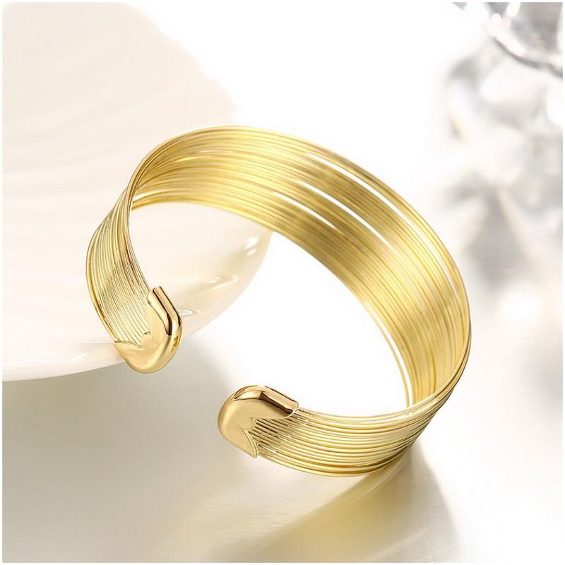 Z005 Women Gold Bracelet 女士开口手镯镀18K黄金色日韩首饰配饰送女朋友七夕情人节礼物