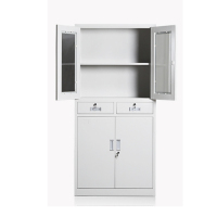 鸿业盛大简约现代中二斗文件柜850L*390W*1800H环保喷塑储物柜加厚层板可调节办公室大容量带锁