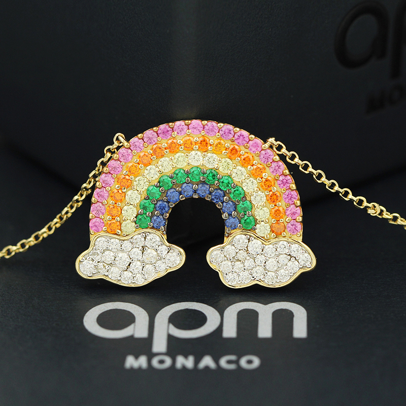 APM monaco多色U形彩虹项链时尚设计感吊坠锁骨毛衣链送女友礼物