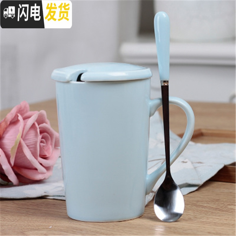 三维工匠杯子陶瓷杯女个性潮流创意可爱超萌办公室北欧风ins马克杯带盖勺高清大图
