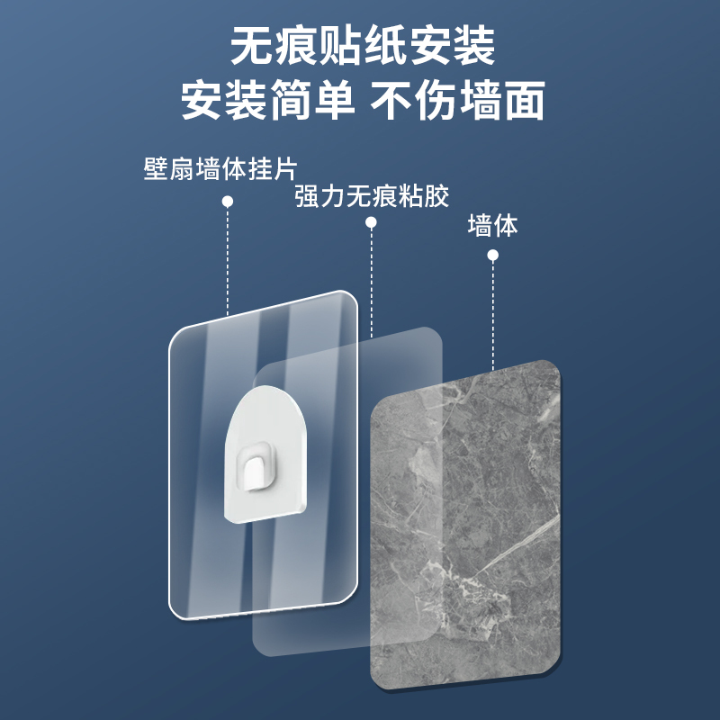 扬子小型电风扇壁扇家用宿舍厕所卫生间厨房免打孔电扇贴墙壁挂式风扇高清大图