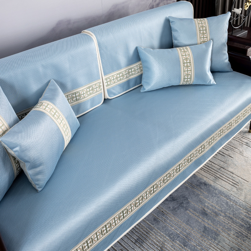 京城派 夏季冰丝沙发垫套装新中式沙发套罩巾套装坐垫子巾春夏季坐垫子防滑红木沙发垫子凉席沙发垫123组合沙发凉垫可定制高清大图