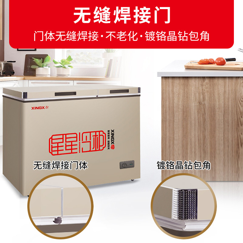 星星(XINGX)200L冰柜家用小型冷柜 大冷冻小冷藏双温铜管冷柜商用卧式冰柜 BCD-200GCT