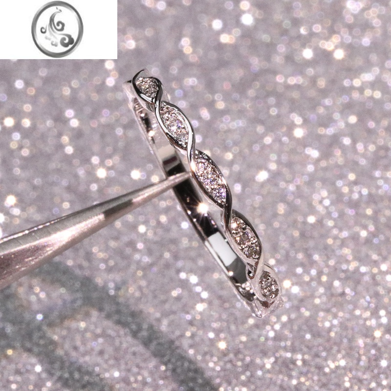 JiMi银银925日韩风格极简细尾女款单排仿真钻戒关节尾戒扭臂 麻花戒指