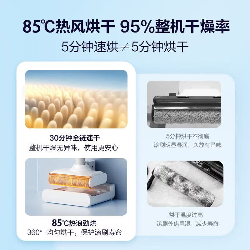 海尔(Haier)洗地机高温95°热风180°平躺防缠绕智能吸拖一体自动清洁洗扫地拖地机除菌手持air吸尘器 A3S高清大图