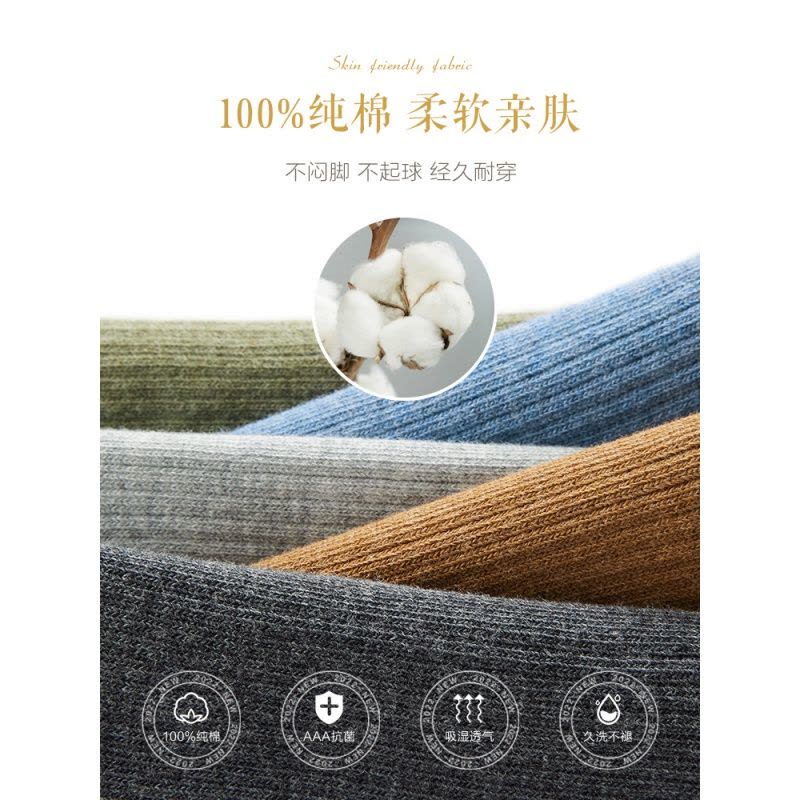 恒源祥男士袜子男中筒袜纯棉薄款透气吸汗棉春秋款长袜图片