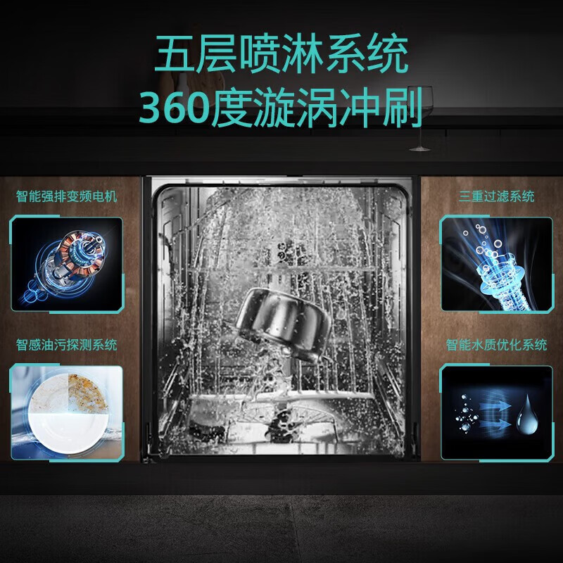 西门子SJ63EX00KC 全能舱14套大容量嵌入式洗碗机升级款智能烘干一级水效黑色面板高清大图