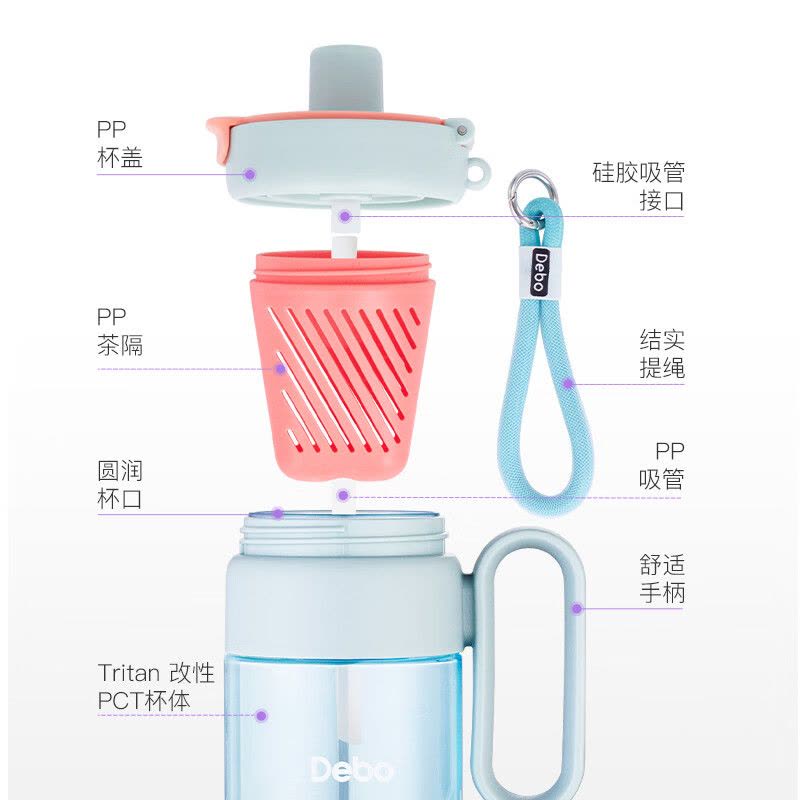 德铂(Debo)摩卡Tritan850ml运动水杯户外便携弹盖健身塑料杯DEP-906图片