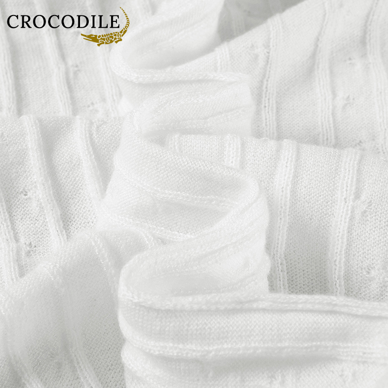 鳄鱼恤CROCODILE 男士亲肤绞花肌理贴身T恤上衣针织衫高清大图
