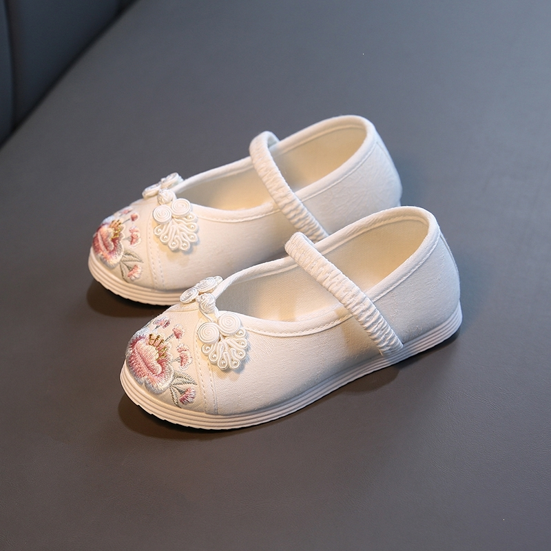 汉服女童老北京绣花鞋儿童布鞋中国风智扣宝宝公主鞋学生古装表演出鞋