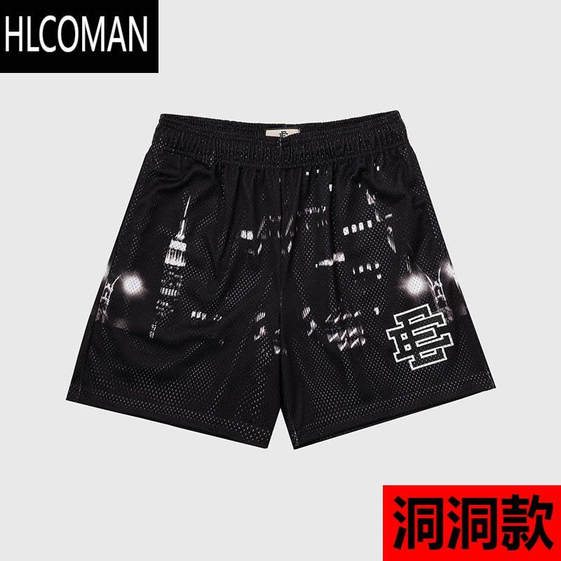 HLCOMAN新EE美式休闲健身短裤肌肉型男运动四分裤网眼透气款欧美明星同款图片