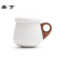 鼎亨景德镇白瓷过滤茶杯创意带盖泡茶杯陶瓷功夫茶具办公茶漏杯