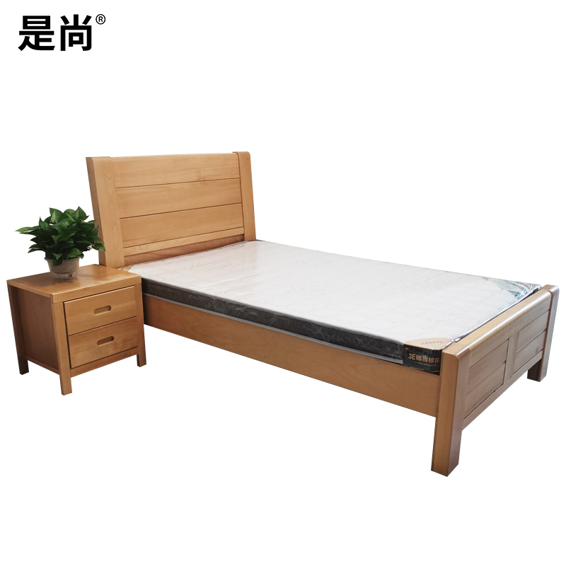 是尚 实木单人床 单人木床 原木色 1200*2000*1050mm/张高清大图