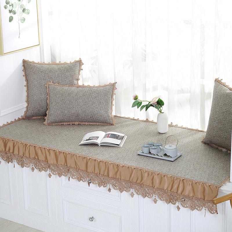 汐岩凉席飘窗垫夏季薄款阳台垫子窗台垫榻榻米垫子飘窗毯现代简约中式 镜花灰色80+15*180cm