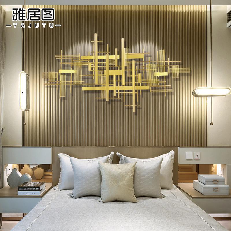 欧式金属铁艺壁挂轻奢沙发背景墙墙面装饰挂件创意几何墙饰挂饰 三维工匠 120*56cm壁饰高清大图