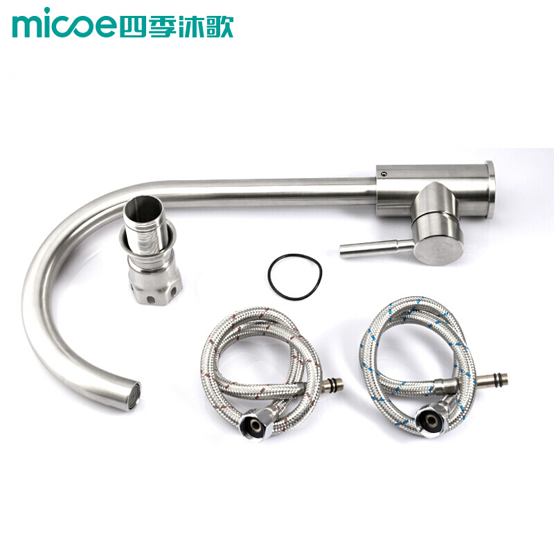 四季沐歌[MICOE]厨房龙头净铅304不锈钢水龙头可旋转冷热出水洗菜盆水龙头陶瓷片阀芯冷热两用水龙头高清大图