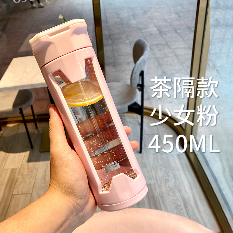玻璃带吸管水杯子泡茶可爱少女便携创意个性潮流ins简约清新森系